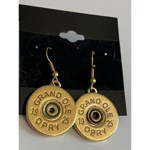 Lizzy Js Brass Shotgun Shell Earrings Grand Ole Opry Album/CD Unique
